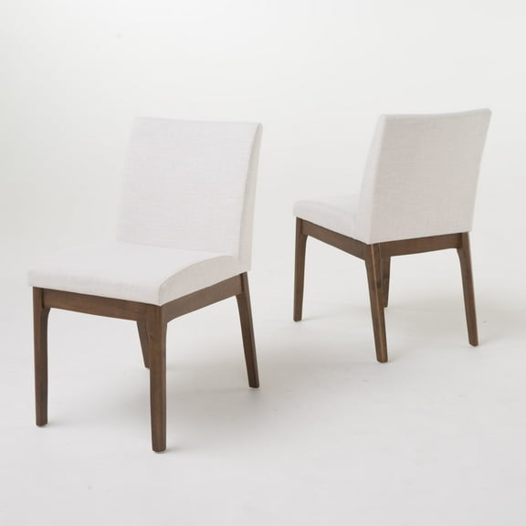 GDF Studio Paio Indoor Mid-Century Fabric Dining Chair, Set of 2, Light Beige