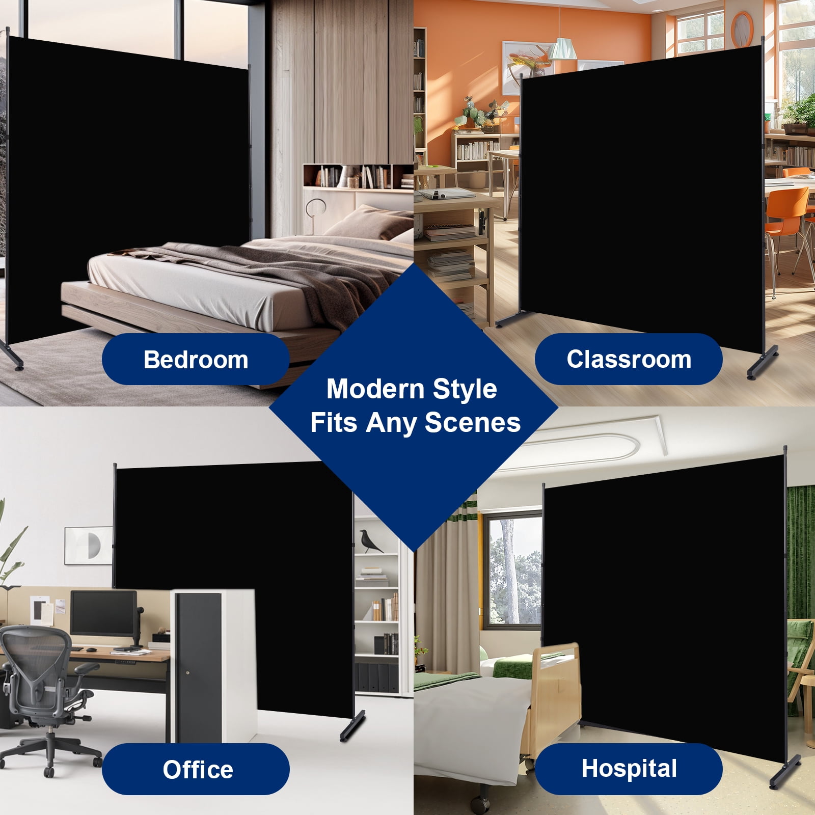 Room Divider Single Fabric Panel Privacy Screen, 71''X 72''Wide Portable Wall Divider for Room Separation, Upgrade Room Divider Screen 6 FT Partation Room Dividers for Home, Office, Dorm, Studio