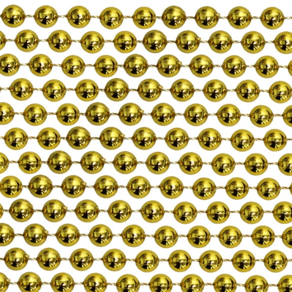 60" 18mm Round Metallic Gold Mardi Gras Beads