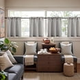 thumbnail image 3 of Striped Linen Kitchen Curtains 24 Inches Tier Curtains Farmhouse Modern Cafe Style Small Window Treatments Airy Light Filtering Rod Pocket for Living Room Bathroom 2 Panels Charcoal Grey, 3 of 7