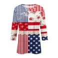thumbnail image 5 of KDDYLITQ 250th Anniversary Independence Day Shirts for Women Vintage National Flag Print Crew Neck Blouses July 4th Usa Star Stripes Freedom Tops 250 Years Birthday Loose 3/4 Sleeve T-Shirts Red XL, 5 of 6