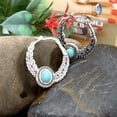 thumbnail image 3 of Boho Vintage Turquoise Hoop Earrings for Women Classic Pave Round Circle Dangle Earrings Wedding Jewelry Birthday Gift, 3 of 8