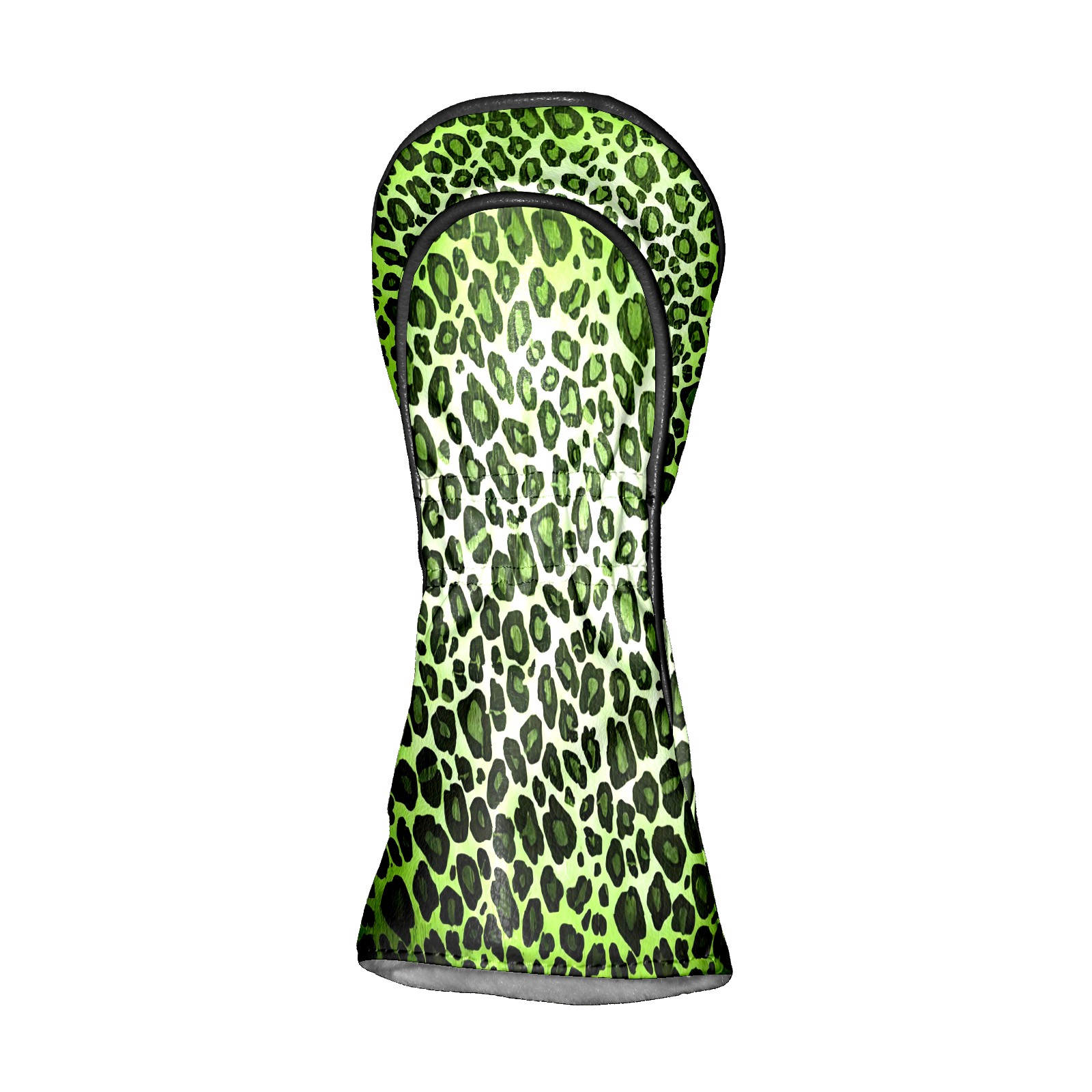 Golf Club Covers, Green Leopard Print Premium PU Leather Driver Hybrid Putter Head Covers with Velvet Lining, Waterproof Golf Gifts for Men Women