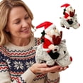 thumbnail image 6 of Animated Santa Riding Reindeer Plush Toy Singing Dancing Electric Stuffed Doll for Christmas Decoration(Grey-20cm), 6 of 6