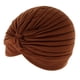 thumbnail image 3 of Sombrero de Quimio Gorro de Indio Casquillo de Caída de Cabello Plisado Pre Anudado Turbante Vintage Unisex - marrón Macarena Sombrero de turbante para mujer, 3 of 5