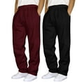 thumbnail image 2 of Hwmodou Men's Hip Hop Pants Casual Solid Color Track Cuff Lace Up Workout Pants With Pocket 2 Pcs, 2 of 3