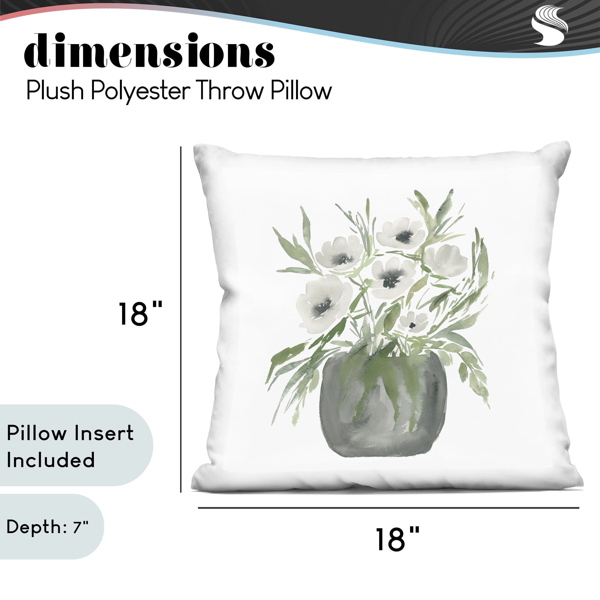 Stupell Industries White Anemone Blooms Decorative Printed Throw Pillow, design by Lucille Price