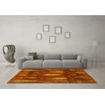 thumbnail image 3 of Ahgly Company Machine Washable Indoor Square Abstract Yellow Modern Area Rugs, 4' Square, 3 of 4