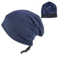 thumbnail image 2 of Slouchy Beanie Sleep Hat Adjustable Soft Skull Night Caps Satin Lined Bonnet Hair Cover, 2 of 5