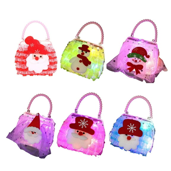 ievspot  Christmas Handbag Faux Pearl Strap Glowing Festive Children Gift Bag for Merry Christmas Holiday Decoration