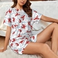 thumbnail image 4 of Haiem Cartoon Lobsters Pattern Pajama Set for Women 2 Piece Lounge Set Short Sleeve Tops and Shorts Soft Sleepwear-3X-Large, 4 of 7