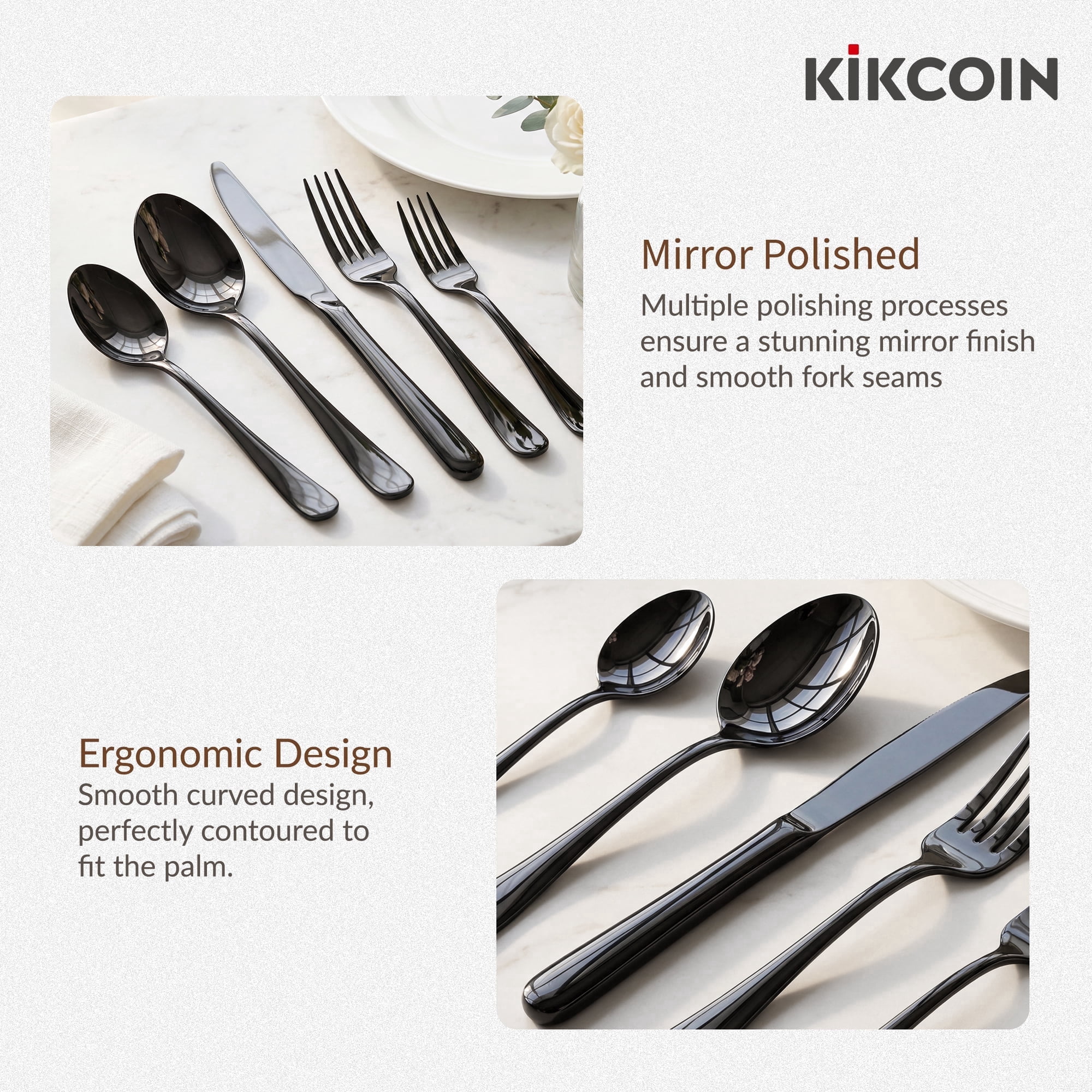 Kikcoin 42 Pcs Silverware Set for 8, Stainless Steel Flatware Set
