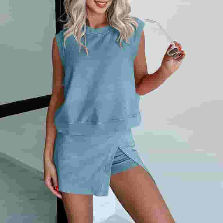 Outfit Casual Tennis Skirt Crew Neck Outfit WULMLEO Piece Outfits