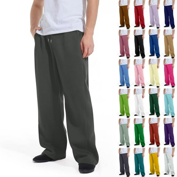 Mohiass Men's Baggy Sweatpants Fleece Straight Leg Casual Sweat Pants Drawstring Athletic Workout Gym Jogger with Pockets Fluorescent Green 3XL