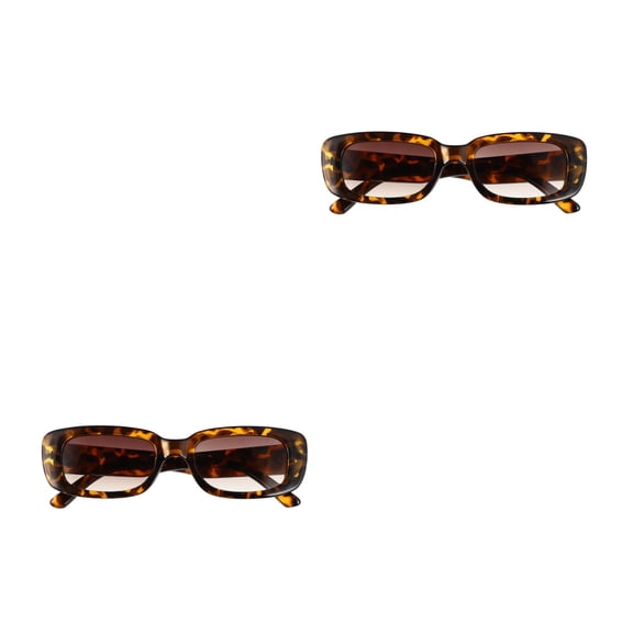 2 Pcs Gold Sunglasses Day Square Frame Daily Life Unique Design Travel