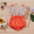 thumbnail image 5 of Gibobby Mameluco polar sin mangas con estampado de flores de verano para niñas pequeñas, prendas de vestir para recién nacidos, ropa para bebés(Naranja, 18-24 Meses), 5 of 5