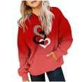 thumbnail image 2 of WQNVRNR Kids Valentine's Day Hoodie- Fleece-Lined Heart Casual Long Sleeve Sweatshirt with Pocket Red Size 12, 2 of 6
