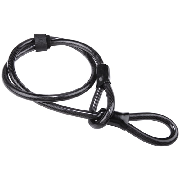 INBIKE Durable 115cm Black Steel Bike Lock Cable with PVC Coating, Double Loop Design for Bicycle and Motorcycle Security, 12mm Thickness, 380g Weight
