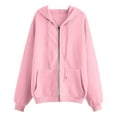 thumbnail image 3 of Wamejoo Zipper Hoodies for Women Oversized Fall Fashion 2025 Casual Winter Jackets Trendy Hooded Zip up Sweatshirt Clothes (Pink, XL), 3 of 4