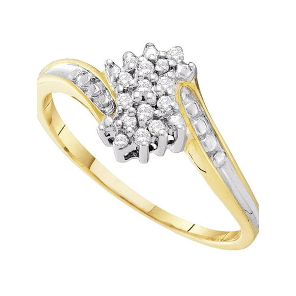 10kt Two-tone Gold Womens Round Diamond Cluster Ring 1/10 Cttw