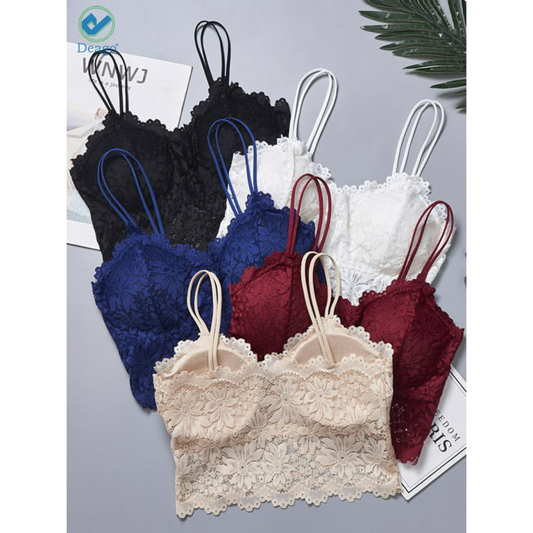 CTEEGC Floral Lace Bra for Women Breathable Padded Bralette Wire Free Bra  Suspender Halter Underwear on Clearance 