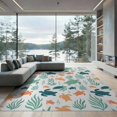 thumbnail image 2 of ODIKA 8'x10' Washable Area Rug Stylized Turtle Ocean Adventure With Rising Bubbles Decorative for King Size Bedroom Under Bed, Master Suite, Non-Shedding, Easy Care, 2 of 7