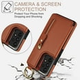 thumbnail image 4 of Cutyskin for Samsung Galaxy A52 5G/4G Wallet Case【RFID Blocking】 with Card Holder Cash Pocket Zipper Bills Slot, Soft PU Leather Magnetic Back Folio Kickstand, Finger Ring Holder Hook Case, Brown, 4 of 9