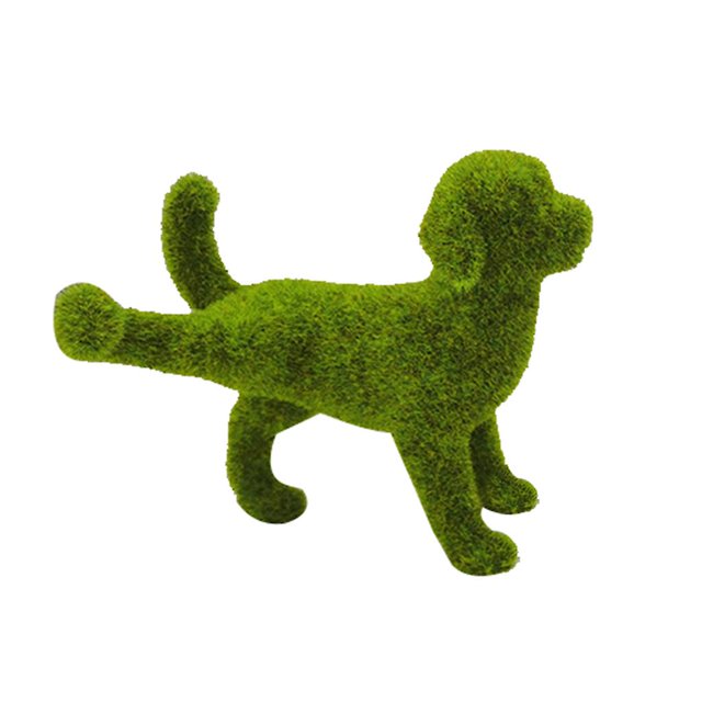 Peeing puppies Estatuas de perros flocados y borrosos verdes, figuras de animales para cachorros, hierba musgo, decoración de jardín