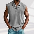 thumbnail image 2 of HBGVBA Men's Casual Tank Tops,Breathable Sleeveless Blouse,Solid Color Collared Shirt Button Front Casual Fashion Top, 2 of 5