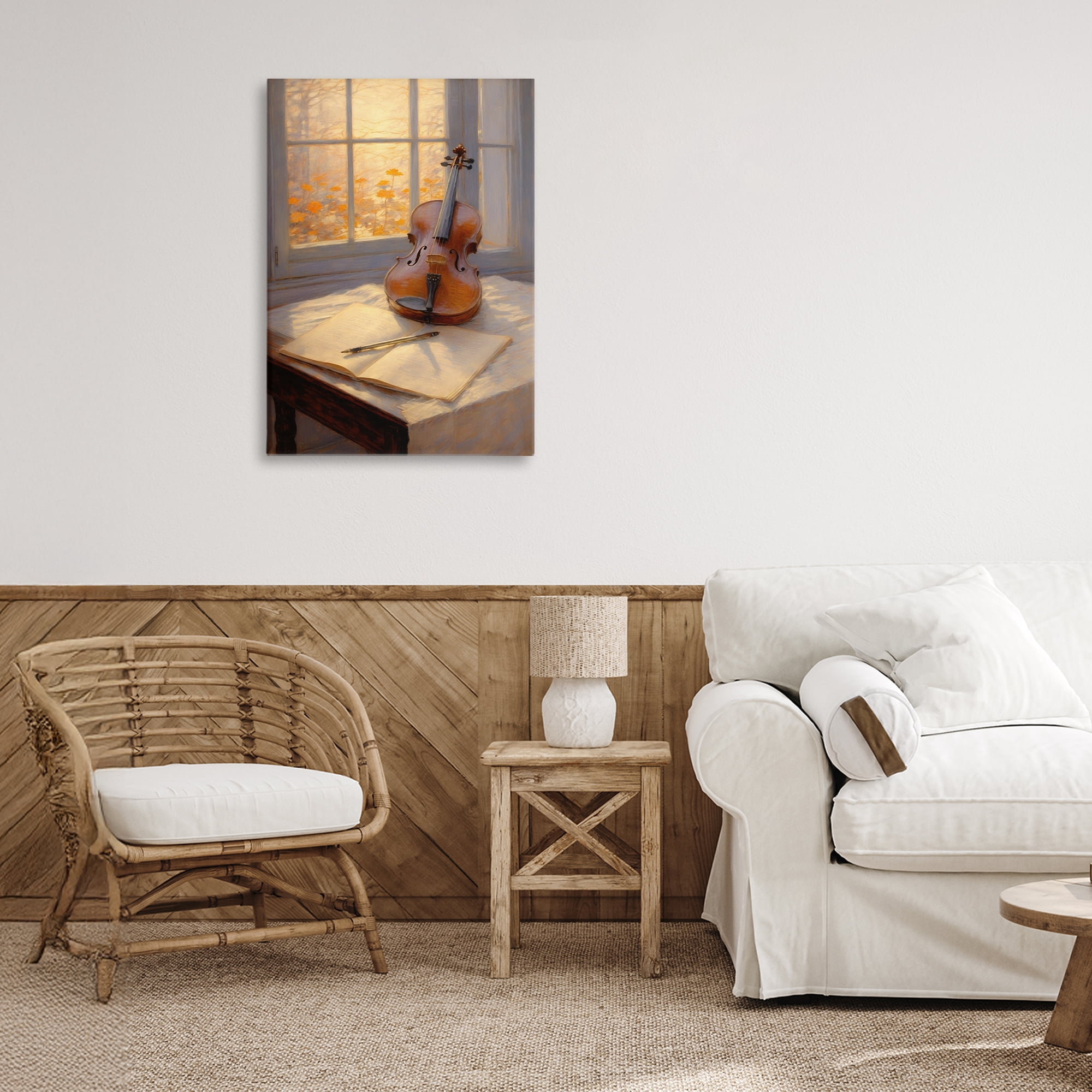 Stupell Industries Autumn Sunlit Violin Canvas Wall Art, design by Angie Hawke