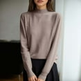 thumbnail image 2 of Fgnfyis Womens Sweaters Button Front Knit Pullover Soft Comfortable Loose Fit Turtleneck Top Fall Winter Casual Khaki M, 2 of 4