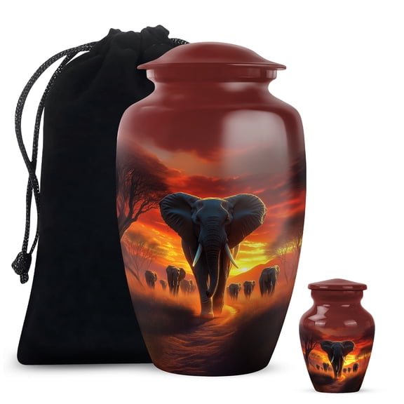 SABURIAL Elephant Urn - Large Cremation Urn for Ashes for Women - Keepsake Urns for Human Ashes Adult Man - Memorial Urns - Combo of 10 Inch & 3 Inch