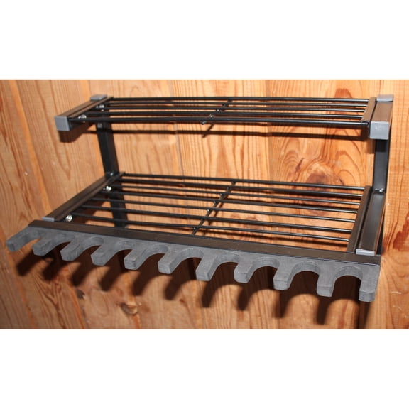 HySkore 10 Gun Rack and Shelf Unit Metal Frame with Foam Padding Black Frame