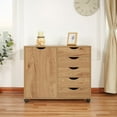 thumbnail image 4 of Naomi Home Polling 5-Drawer Dresser with Wheels for Adults, Natural Wood Finish, Supports up to 180 lbs, 4 of 11