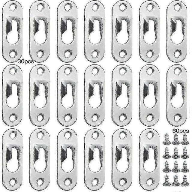 30 Pieces 45mm X 16mm Metal Keyhole Hangers With 60 Screws Keyhole Hanging Ties For Hanging Wall Interior Cabinet Mirrors And Picture Frames