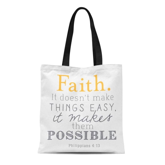 JSDART Canvas Tote Bag Prayer Pray Faith White Scripture Reusable Handbag Shoulder Grocery Shopping Bags