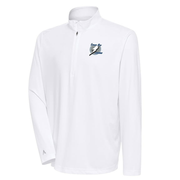 Men's Antigua White Tampa Bay Lightning Special Edition 2.0 Tribute Quarter-Zip Pullover Top