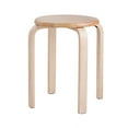 thumbnail image 1 of Banqueta de madera de caucho moderna y apilable, diseño minimalista para cocina o comedor, acabado natural, fácil de almacenar, incluye 2 piezas., 1 of 6