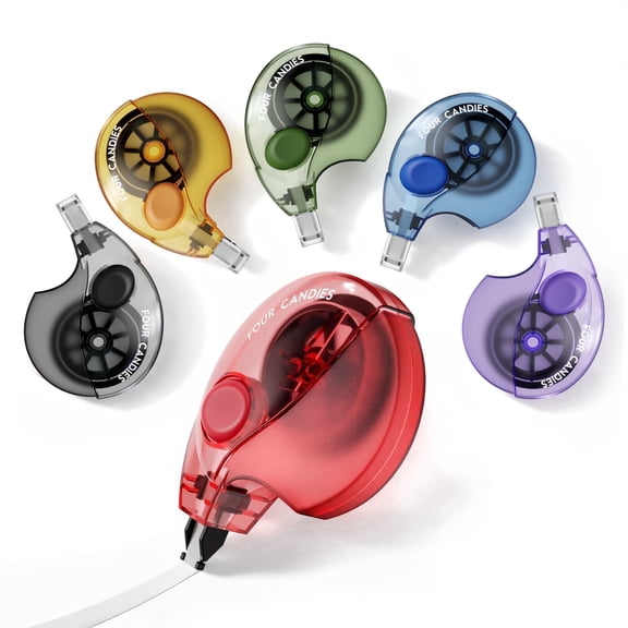 Four Candies Silent Correction Tape, White Correction Tape 6 Pack, 26.2ft, Ergonomic Easy-to-Use Applicator, Fast Clean Instant Corrections, Smooth High-Opacity Tear-Resistant Office Supplies