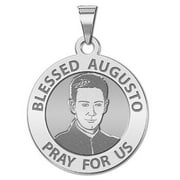 Picturesongold.Com Blessed Augusto Religious Necklace Pendants Female-3/4 inch Nickel-14K White Gold