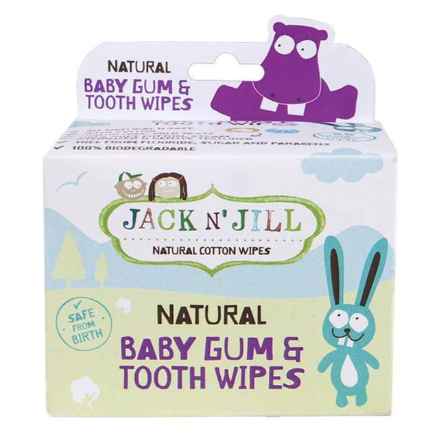Toallitas para encías y dientes Jack N' Jill, 25 unidades, algodón natural