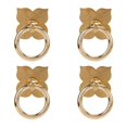 thumbnail image 3 of 4-pack antique brass cabinet handles, vintage style, DIY making, four-leaf clover shaped decorative drawer handles, 3 of 5
