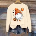 thumbnail image 4 of HomeDM Halloween Long Sleeve Sweatshirts Pumpkin Graphic Pullover Tops Crew Neck Cute Ghost, 4 of 6