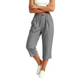 thumbnail image 3 of Vivianyo HD Women's Pleated Waist Summer Loose Casual Capri Pants, Single Button Elastic Waistband Soft Cropped Fall Trousers with Side Pocket for Women, Women's Dark Gray, Sizes S-3XL, 3 of 6