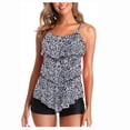 thumbnail image 1 of Gibobby Conjunto de bikini para mujer Top 2 Bikini Flounce traje de baño con conjunto de pantalones cortos para mujer pieza traje de baño Tankinis conjun(Negro,CH), 1 of 5