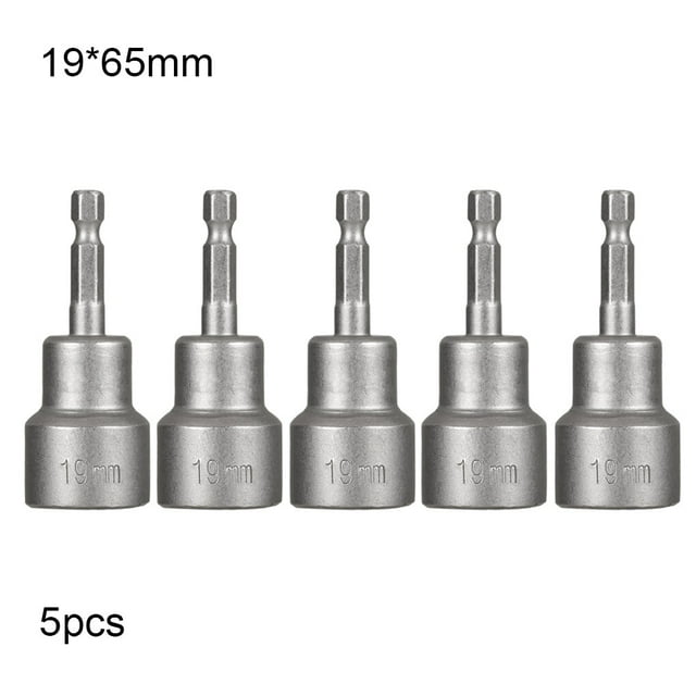 serony 5 Pieces Nut Driver Household Workshop Woodworking Hex Shank Carpenter Tools Professional Bit Electric Pneumatic Screwdriver Impact Drivers Bits 19x65mm