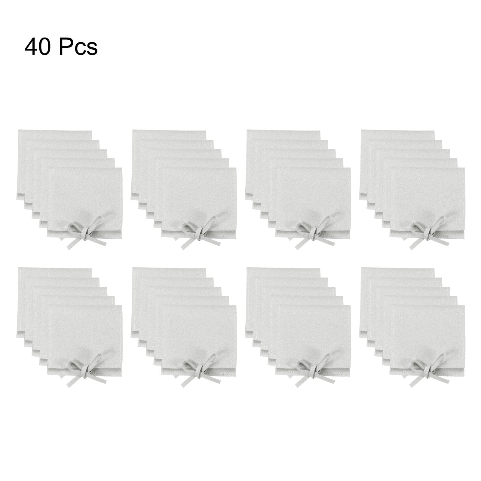 Unique Bargains Microfiber Mini Jewelry Pouch Packaging Bag with Tie for Gift 40 Pcs Gray