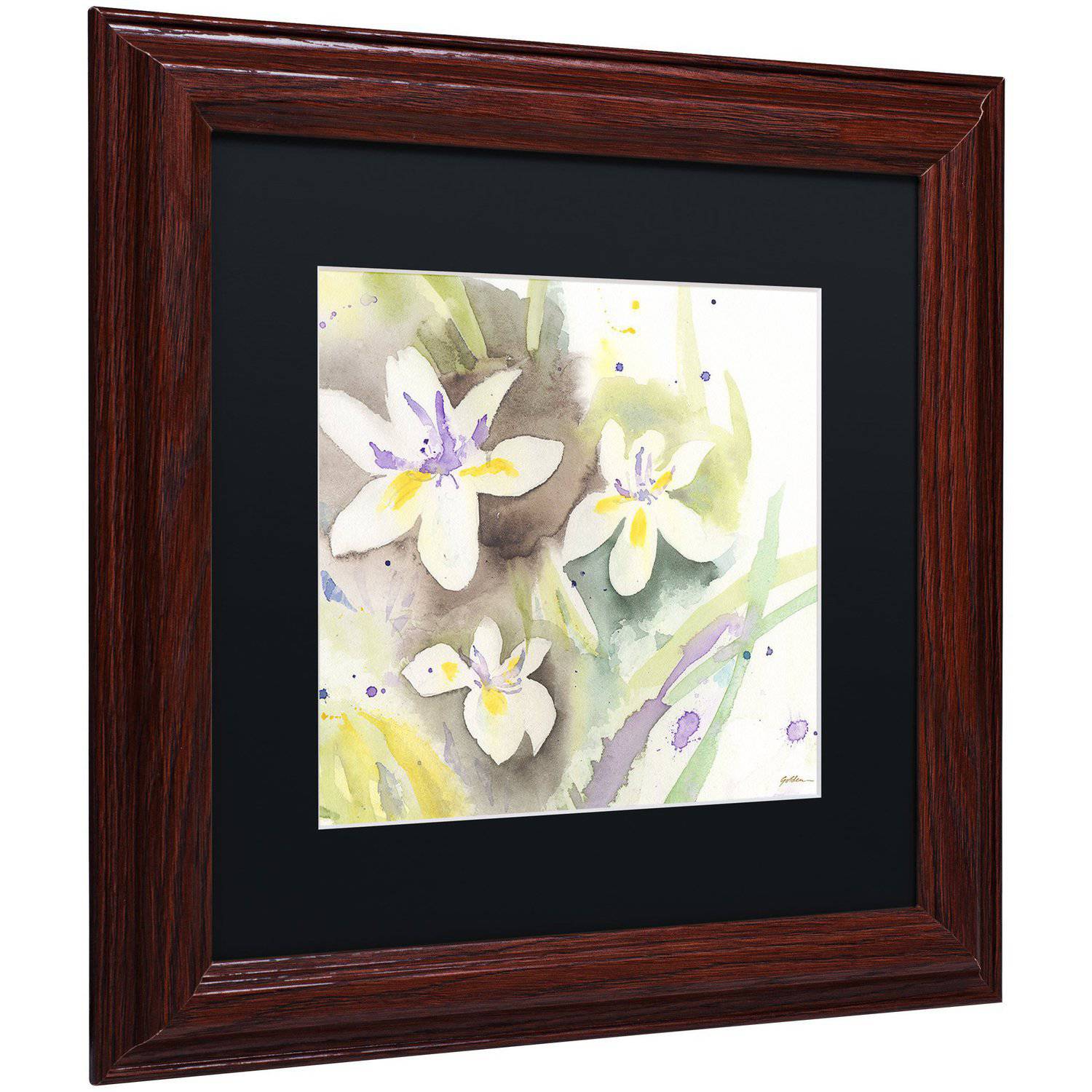 Trademark Fine Art "Sunflower Blossom Bouquet" Canvas Art by Sheila Golden Black Matte, Wood Frame