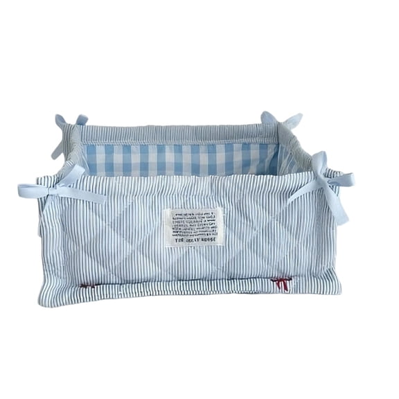 CuiLiyq Cute Storage Basket, Quilted Fabric Desktop Storage Basket for Home and Office, Folding Storage for Gifts Home Decoration, 11" x 7.7" x 5.5" (B)