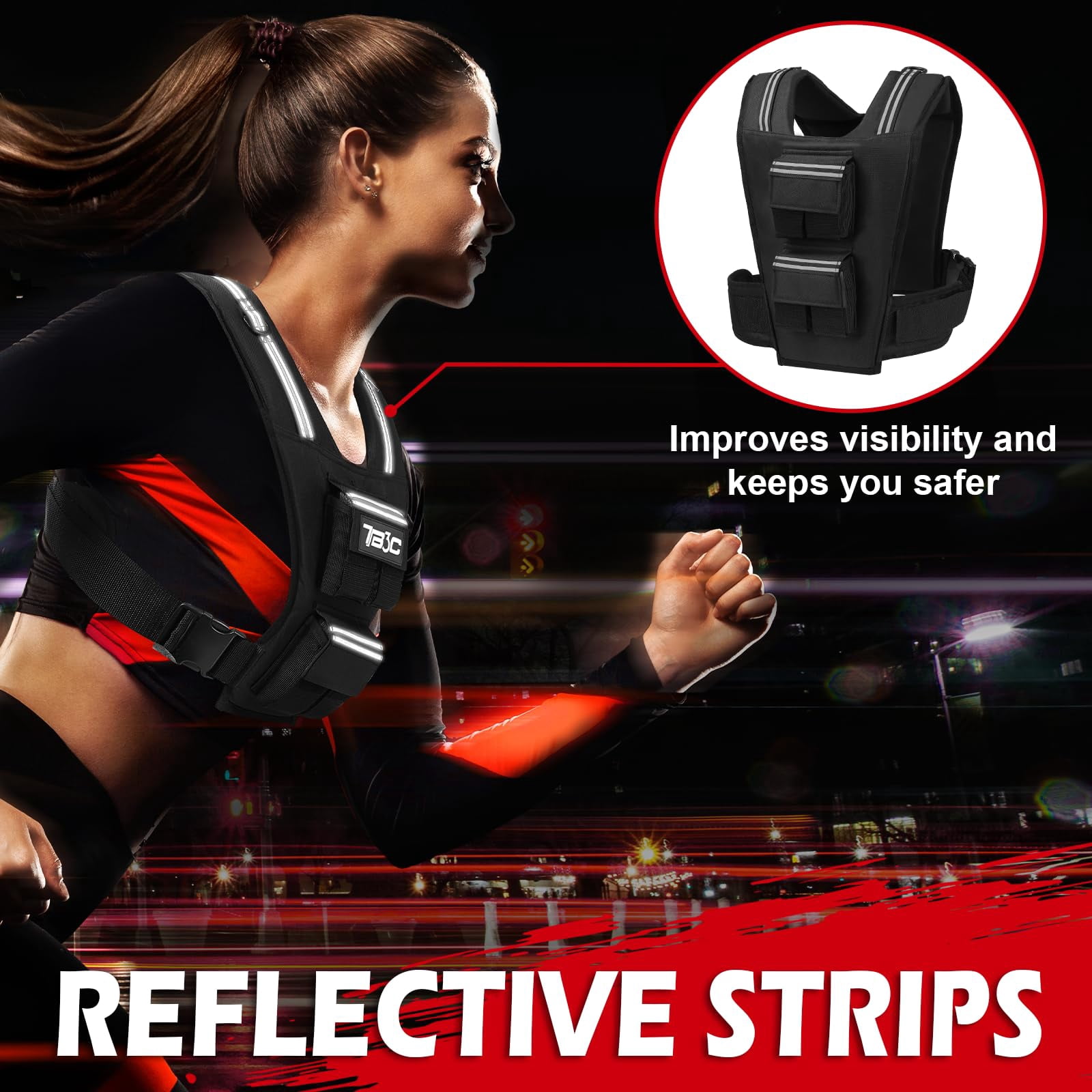 Black 40 LB Adjustable Weighted Vest for Strength Training, Running and Walking